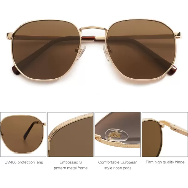 SOJOS Round Sunglasses for Men Women Classic Trendy Vintage Retro StyleGoldBrown