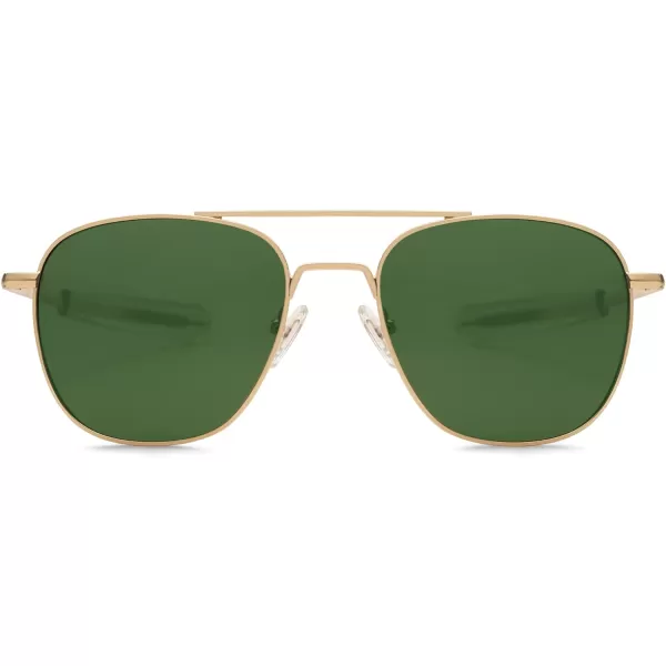 SOJOS Small Polarized Aviator Sunglasses for Men Women Classic Double Bridge Square Aviators SJ1179GoldGreen