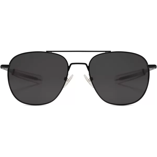 SOJOS Small Polarized Aviator Sunglasses for Men Women Classic Double Bridge Square Aviators SJ1179Shiny BlackGrey