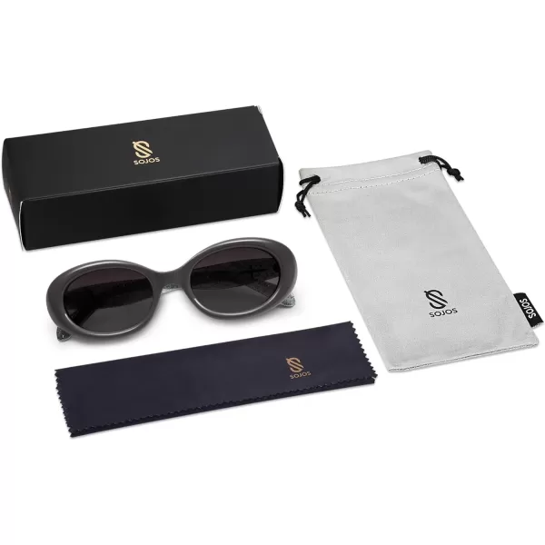 SOJOS Small Retro Oval Polarized Sunglasses for Women Men 90s Vintage Small Face UV400 Protection Tiny Sun Glasses SJ2286Grey