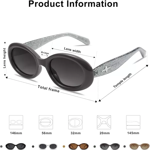 SOJOS Small Retro Oval Polarized Sunglasses for Women Men 90s Vintage Small Face UV400 Protection Tiny Sun Glasses SJ2286Grey
