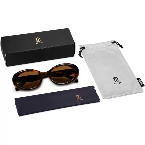 SOJOS Small Retro Oval Polarized Sunglasses for Women Men 90s Vintage Small Face UV400 Protection Tiny Sun Glasses SJ2286Leopard