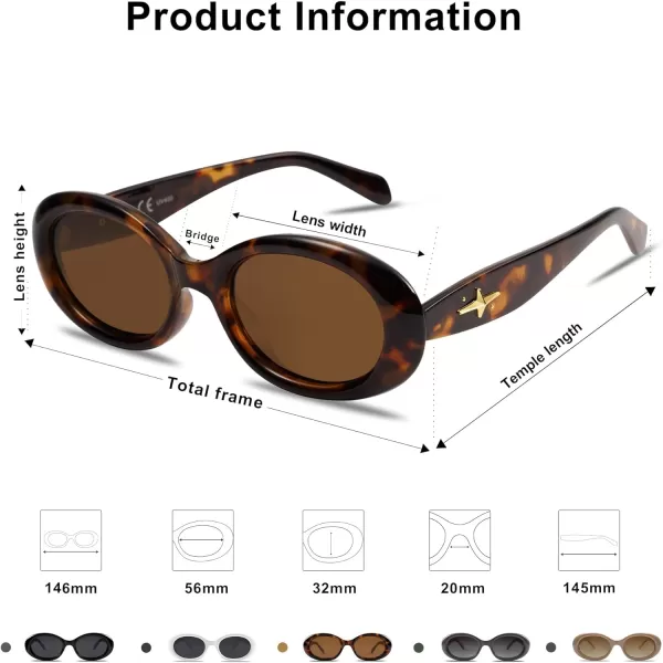 SOJOS Small Retro Oval Polarized Sunglasses for Women Men 90s Vintage Small Face UV400 Protection Tiny Sun Glasses SJ2286Leopard