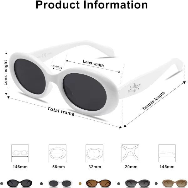 SOJOS Small Retro Oval Polarized Sunglasses for Women Men 90s Vintage Small Face UV400 Protection Tiny Sun Glasses SJ2286White