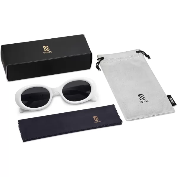 SOJOS Small Retro Oval Polarized Sunglasses for Women Men 90s Vintage Small Face UV400 Protection Tiny Sun Glasses SJ2286White