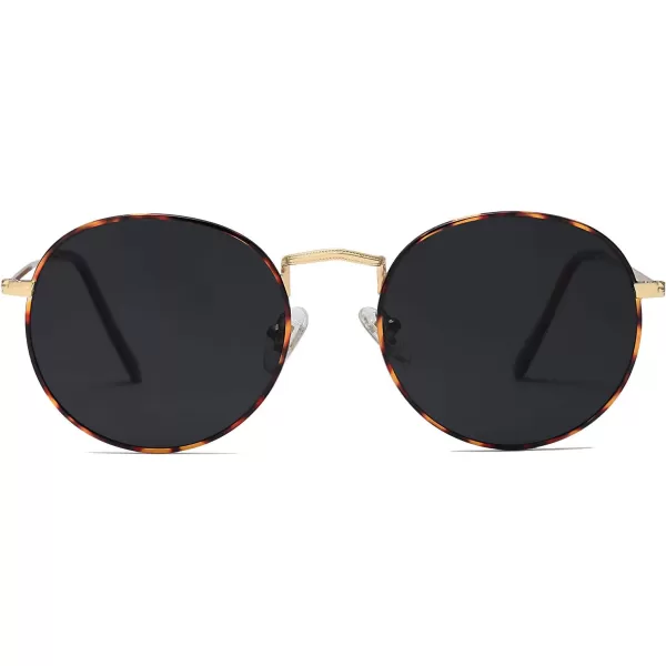 SOJOS Small Round Polarized Sunglasses for Women Men Classic Vintage Retro Shades UV400Gold HavanaGrey