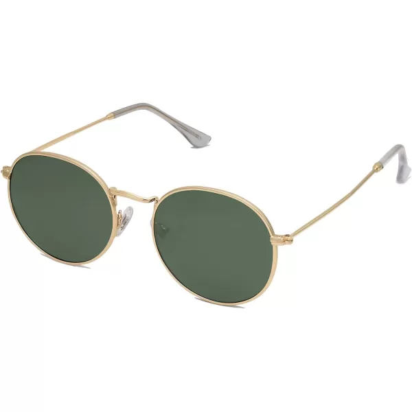 SOJOS Small Round Polarized Sunglasses for Women Men Classic Vintage Retro Shades UV400GoldGreen