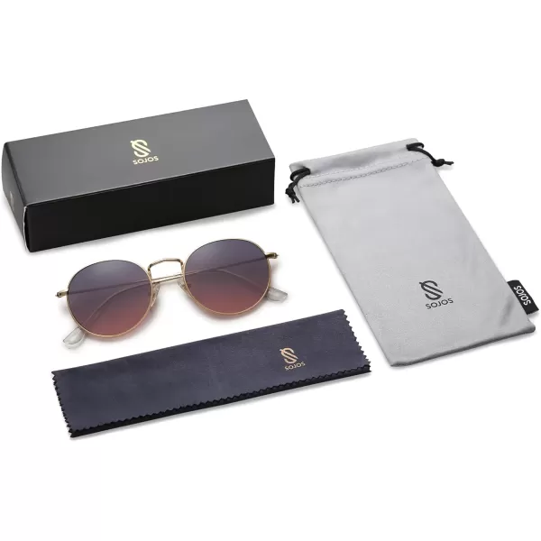 SOJOS Small Round Polarized Sunglasses for Women Men Classic Vintage Retro Shades UV400GoldGreyamppink