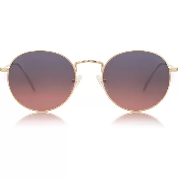 SOJOS Small Round Polarized Sunglasses for Women Men Classic Vintage Retro Shades UV400GoldGreyamppink