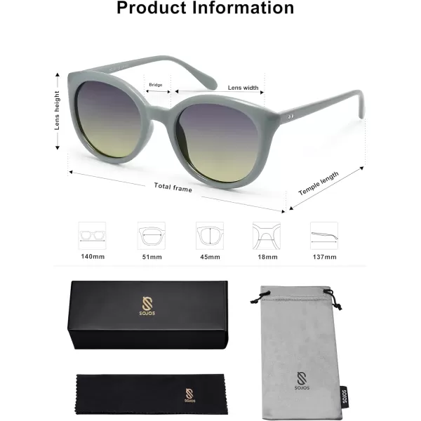 SOJOS Small Round Polarized Sunglasses for Women Men Vintage Style UV400 Lens SJ2259Green