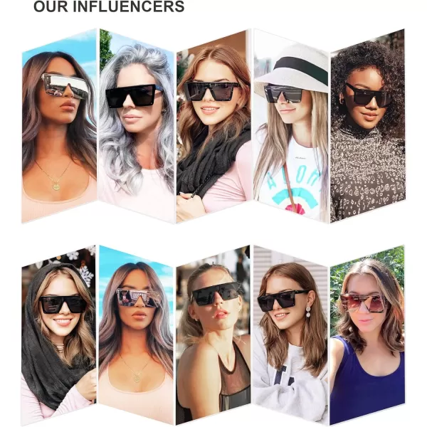 SOJOS Square Big Sunglasses Women Thick Frame Flat Top Mirrored Sunnies Shades Goggle Siamese Lens SJ2117C2 Tortoise FrameGradient Brown Lens