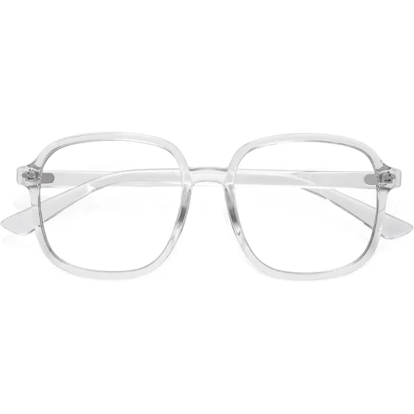 SOJOS Square Blue Light Blocking Glasses Oversized for Women TR90 Frame Filter SJ5081C2 Crystal Frame AntiBlue Light Lens