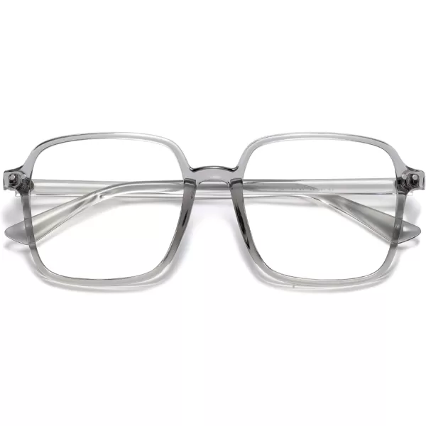 SOJOS Square Blue Light Blocking Glasses Oversized for Women TR90 Frame Filter SJ5081C3 Crystal Grey Frame AntiBlue Light Lens