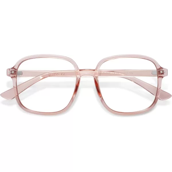 SOJOS Square Blue Light Blocking Glasses Oversized for Women TR90 Frame Filter SJ5081C4 Crystal Pink Frame AntiBlue Light Lens