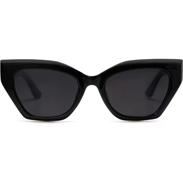SOJOS Square Cat Eye Polarized Sunglasses for Women Retro Classic Vintage Trendy Cateye Shades Sunnies Gafas de sole SJ2235Black