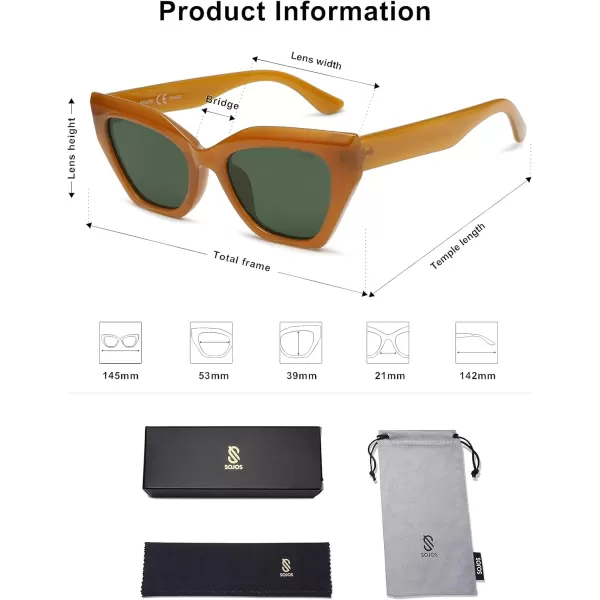 SOJOS Square Cat Eye Polarized Sunglasses for Women Retro Classic Vintage Trendy Cateye Shades Sunnies Gafas de sole SJ2235Bronze