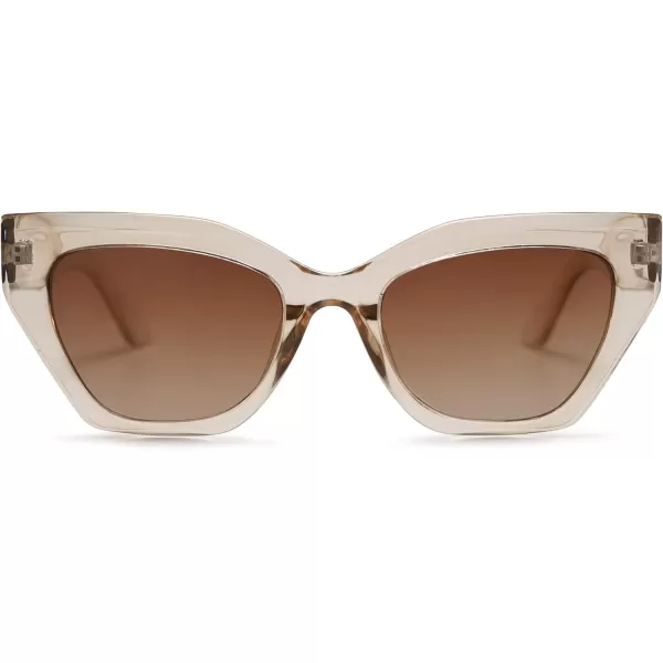 SOJOS Square Cat Eye Polarized Sunglasses for Women Retro Classic Vintage Trendy Cateye Shades Sunnies Gafas de sole SJ2235Brown