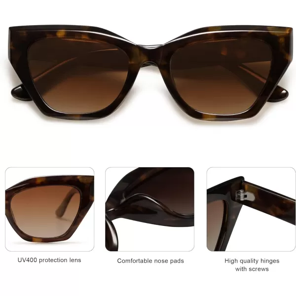 SOJOS Square Cat Eye Polarized Sunglasses for Women Retro Classic Vintage Trendy Cateye Shades Sunnies Gafas de sole SJ2235Tortoise