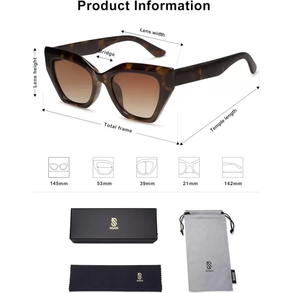 SOJOS Square Cat Eye Polarized Sunglasses for Women Retro Classic Vintage Trendy Cateye Shades Sunnies Gafas de sole SJ2235Tortoise