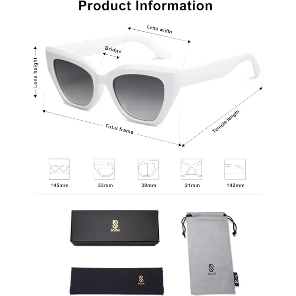 SOJOS Square Cat Eye Polarized Sunglasses for Women Retro Classic Vintage Trendy Cateye Shades Sunnies Gafas de sole SJ2235White