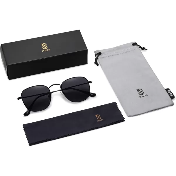 SOJOS Square Polarized Sunglasses for Men Women Classic Vintage Retro StyleBlackGrey