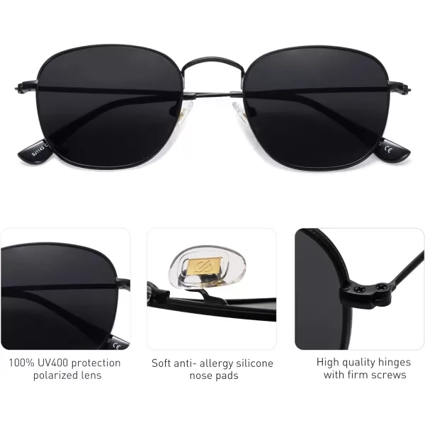 SOJOS Square Polarized Sunglasses for Men Women Classic Vintage Retro StyleBlackGrey