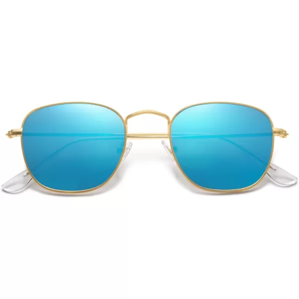 SOJOS Square Polarized Sunglasses for Men Women Classic Vintage Retro StyleGoldBlue