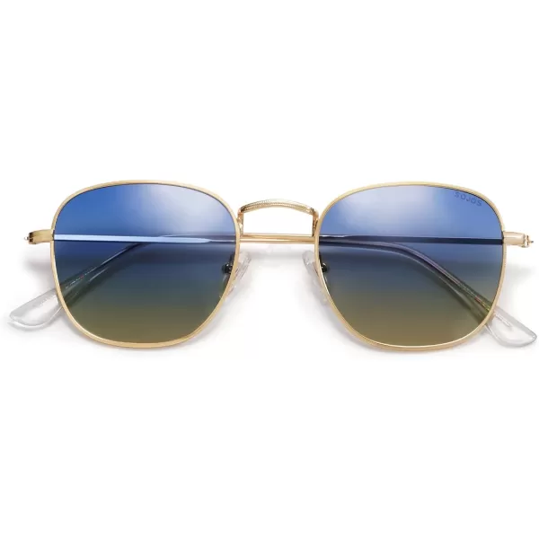SOJOS Square Polarized Sunglasses for Men Women Classic Vintage Retro StyleGoldBlueampbrown