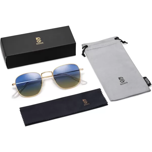 SOJOS Square Polarized Sunglasses for Men Women Classic Vintage Retro StyleGoldBlueampbrown