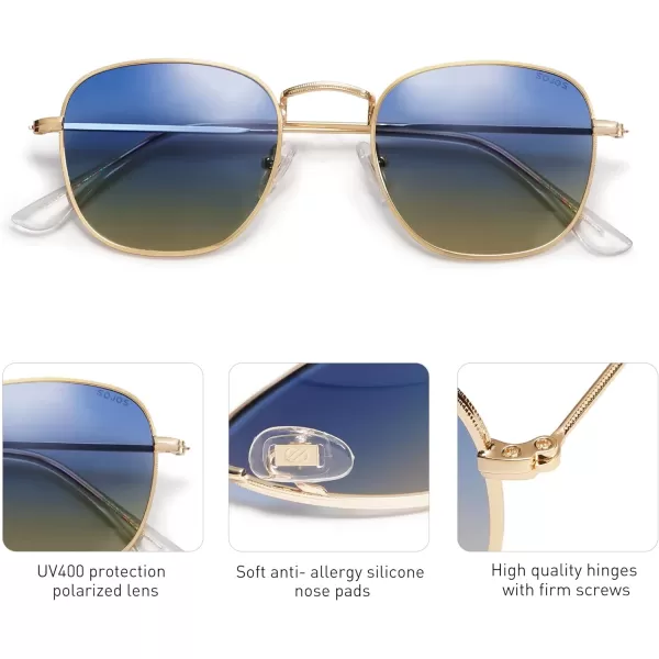 SOJOS Square Polarized Sunglasses for Men Women Classic Vintage Retro StyleGoldBlueampbrown
