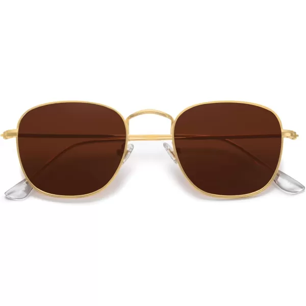 SOJOS Square Polarized Sunglasses for Men Women Classic Vintage Retro StyleGoldBrown