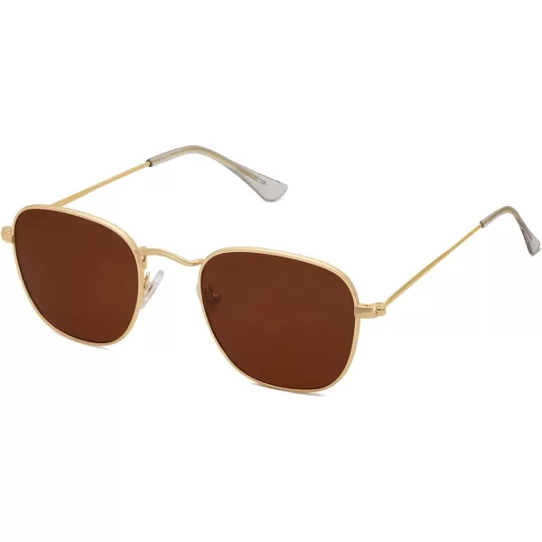 SOJOS Square Polarized Sunglasses for Men Women Classic Vintage Retro StyleGoldBrown