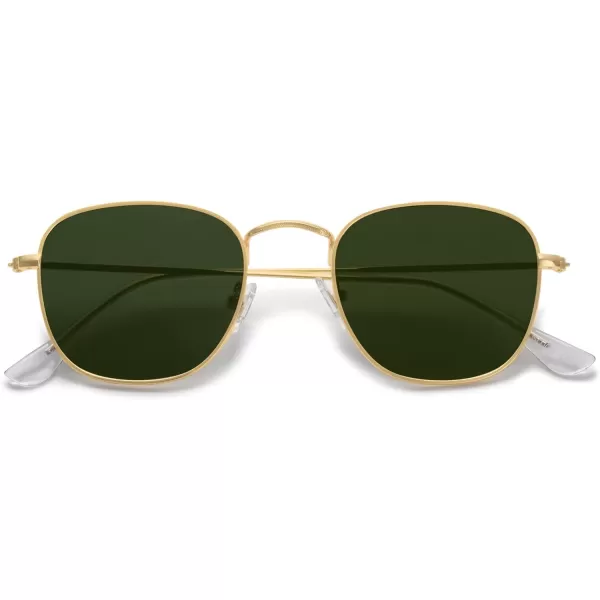SOJOS Square Polarized Sunglasses for Men Women Classic Vintage Retro StyleGoldGreen
