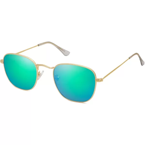 SOJOS Square Polarized Sunglasses for Men Women Classic Vintage Retro StyleGoldGreenish Blue
