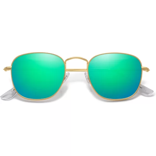 SOJOS Square Polarized Sunglasses for Men Women Classic Vintage Retro StyleGoldGreenish Blue