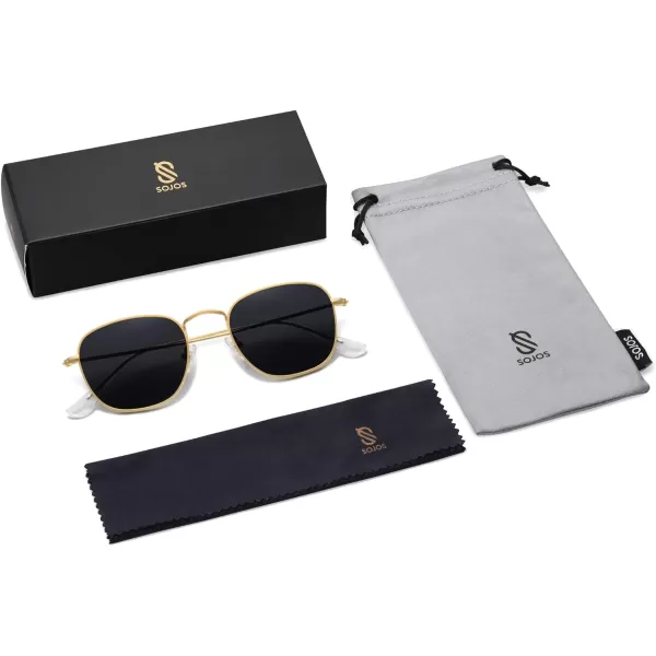 SOJOS Square Polarized Sunglasses for Men Women Classic Vintage Retro StyleGoldGrey