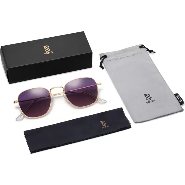 SOJOS Square Polarized Sunglasses for Men Women Classic Vintage Retro StyleGoldGreyamppink