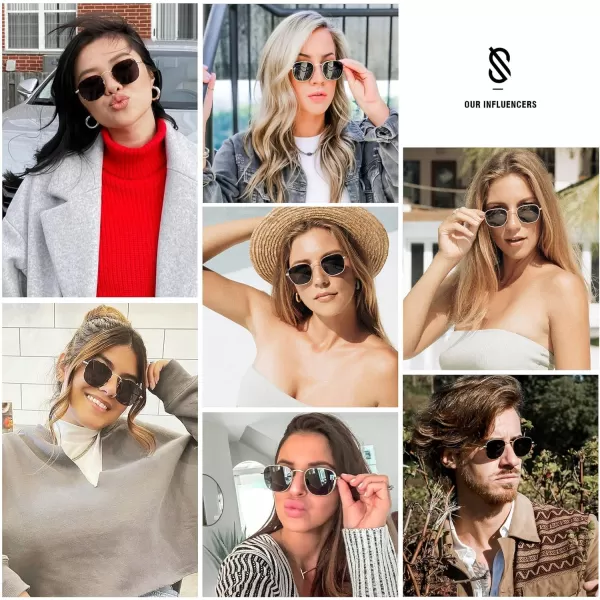 SOJOS Square Polarized Sunglasses for Men Women Classic Vintage Retro StyleGoldGreyamppink