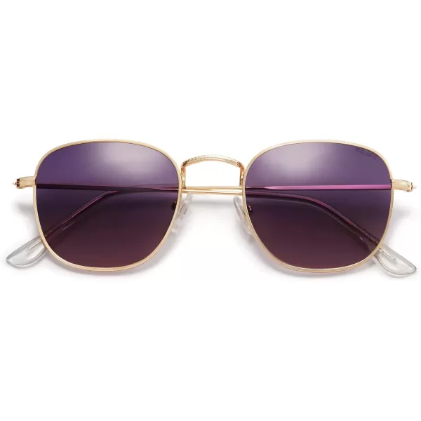SOJOS Square Polarized Sunglasses for Men Women Classic Vintage Retro StyleGoldGreyamppink