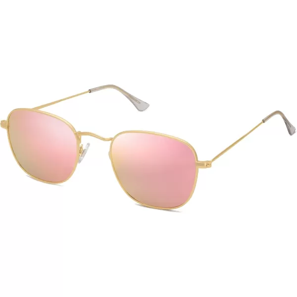 SOJOS Square Polarized Sunglasses for Men Women Classic Vintage Retro StyleGoldPink