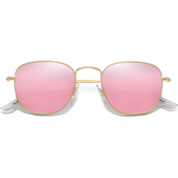 SOJOS Square Polarized Sunglasses for Men Women Classic Vintage Retro StyleGoldPink