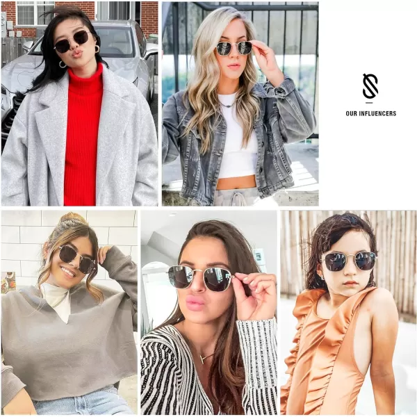 SOJOS Square Polarized Sunglasses for Men Women Classic Vintage Retro StyleSilverSilver