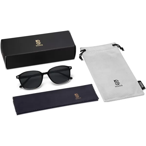 SOJOS Square Trendy Polarized Sunglasses Women Classic Retro UV Protection Sunnies Sun Glasses Black SJ2171Black Grey