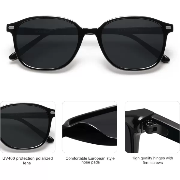 SOJOS Square Trendy Polarized Sunglasses Women Classic Retro UV Protection Sunnies Sun Glasses Black SJ2171Black Grey