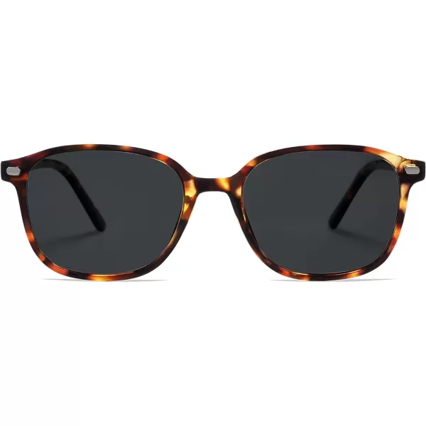 SOJOS Square Trendy Polarized Sunglasses Women Classic Retro UV Protection Sunnies Sun Glasses Black SJ2171Leopard Grey