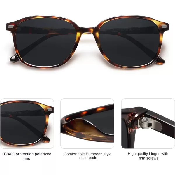 SOJOS Square Trendy Polarized Sunglasses Women Classic Retro UV Protection Sunnies Sun Glasses Black SJ2171Leopard Grey