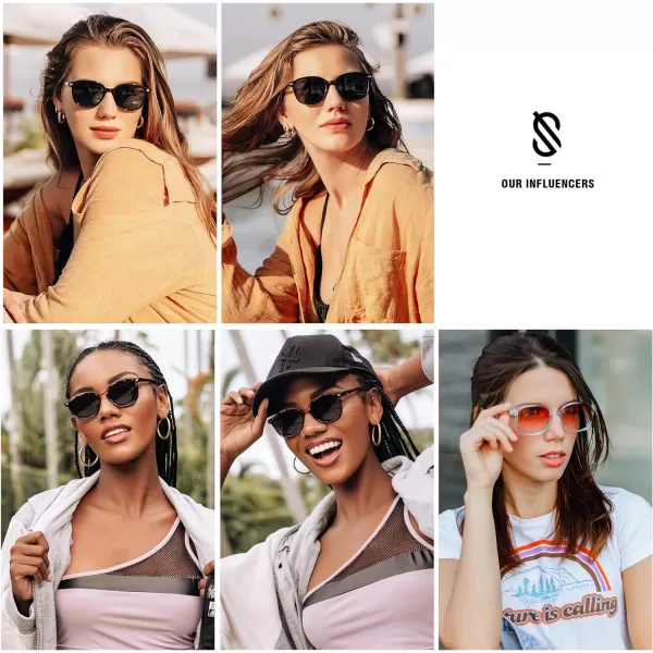 SOJOS Square Trendy Polarized Sunglasses Women Classic Retro UV Protection Sunnies Sun Glasses Black SJ2171Tortoise Blue