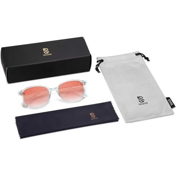 SOJOS Square Trendy Polarized Sunglasses Women Classic Retro UV Protection Sunnies Sun Glasses Black SJ2171Transparent Blue Orange