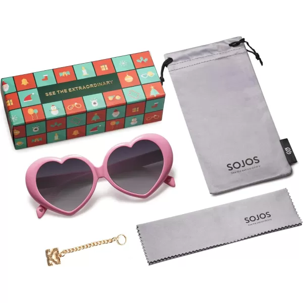 SOJOS Sunglasses Womens Heart Shaped Sunglasses Vintage Retro Glasses SJ2252Light Pink
