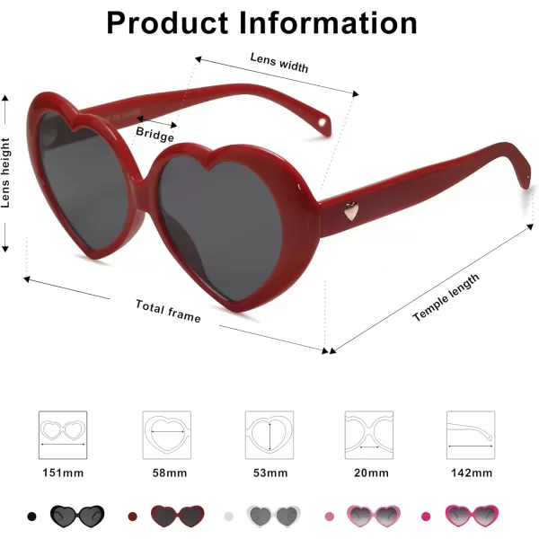 SOJOS Sunglasses Womens Heart Shaped Sunglasses Vintage Retro Glasses SJ2252Red